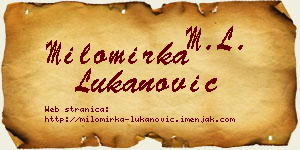 Milomirka Lukanović vizit kartica